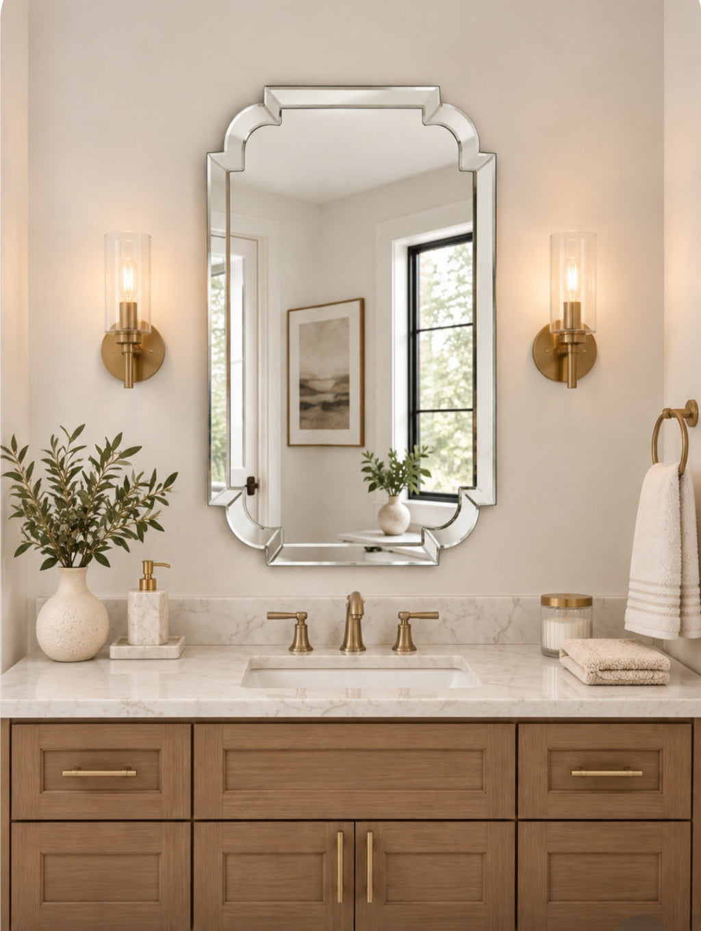 Beveled Geometric Wall Mirror
