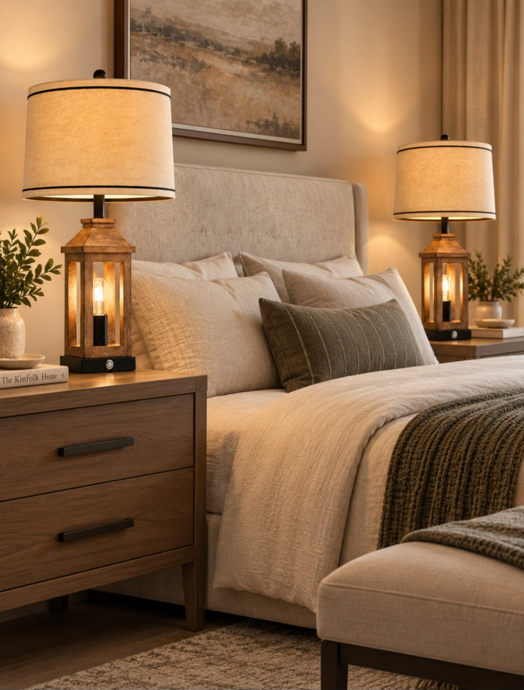 Vintage Lantern Table Lamp Set