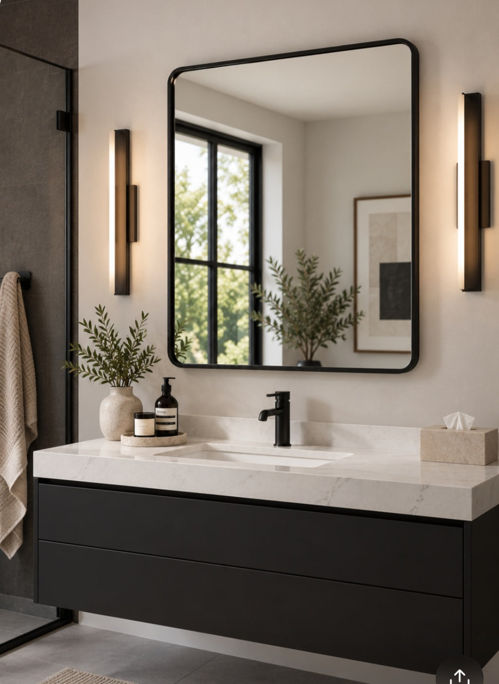 Black Rectangular Wall Mirror