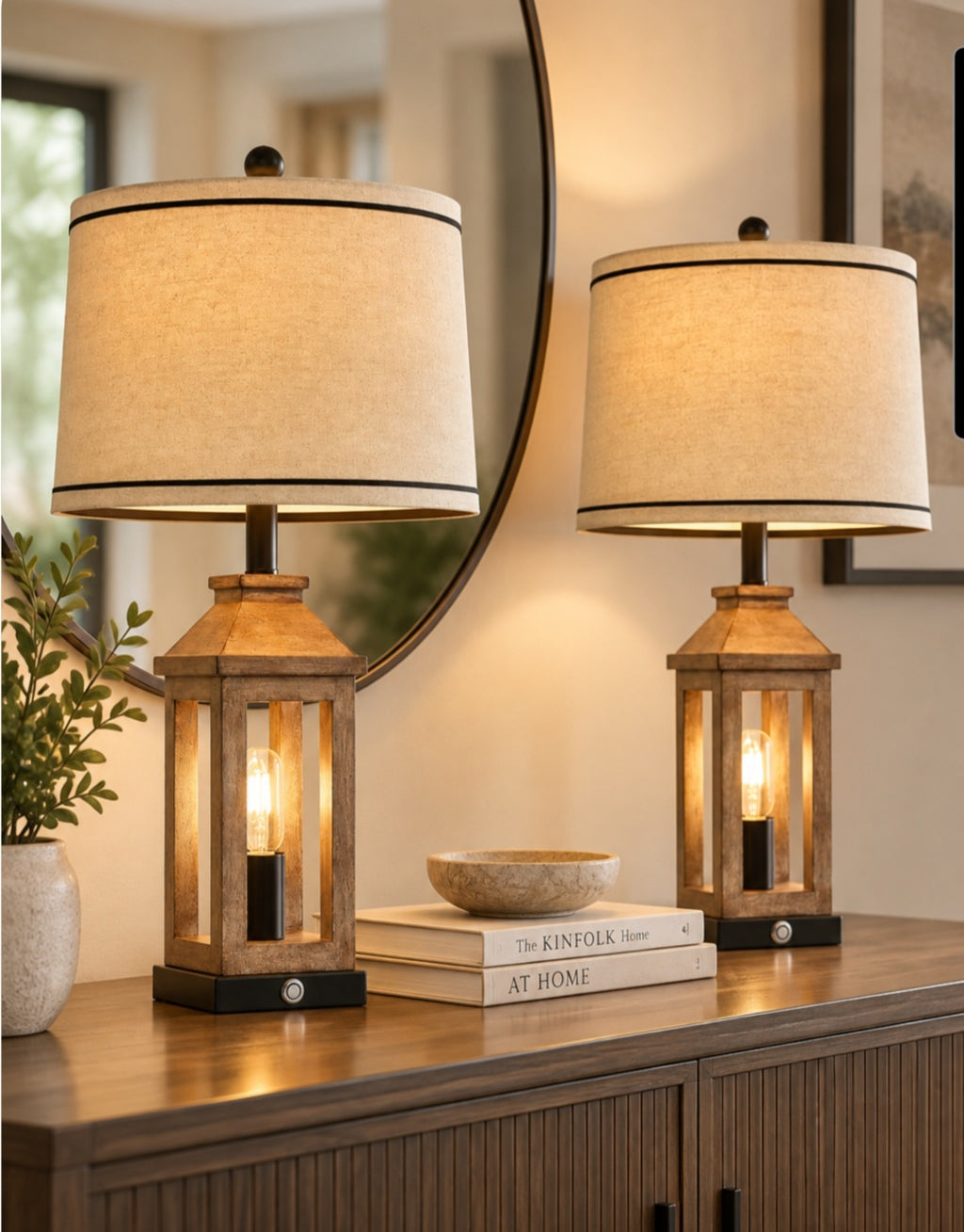 Vintage Lantern Table Lamp Set