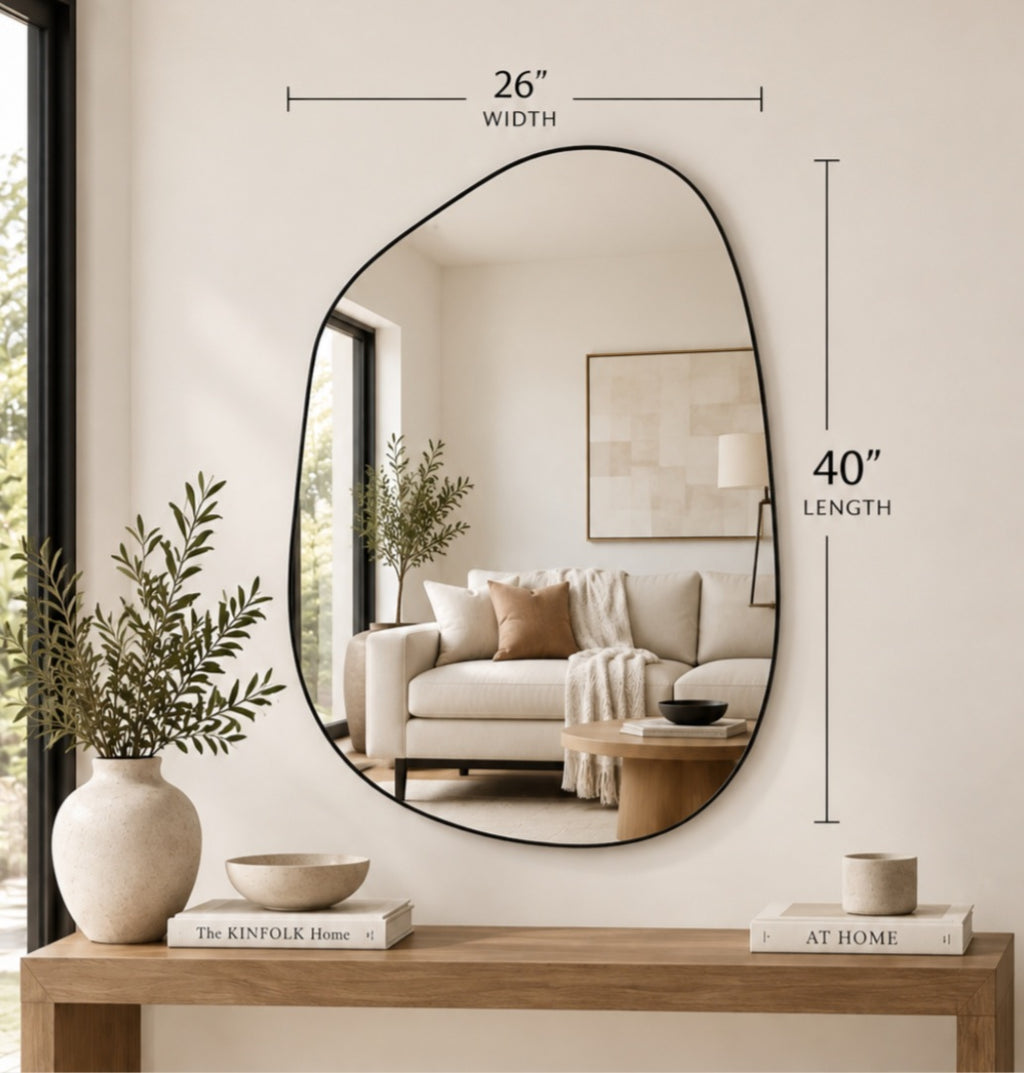 Asymmetrical Black Frame Wall Mirror