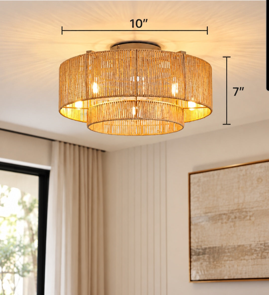 Boho Rattan Ceiling Fan with Lights