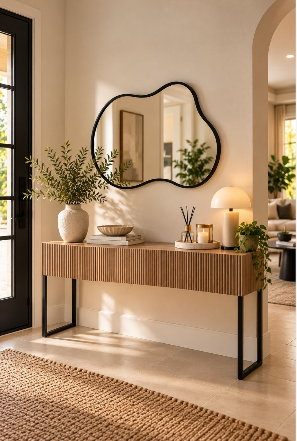 36" Modern Irregular Wall Mirror with Black Frame